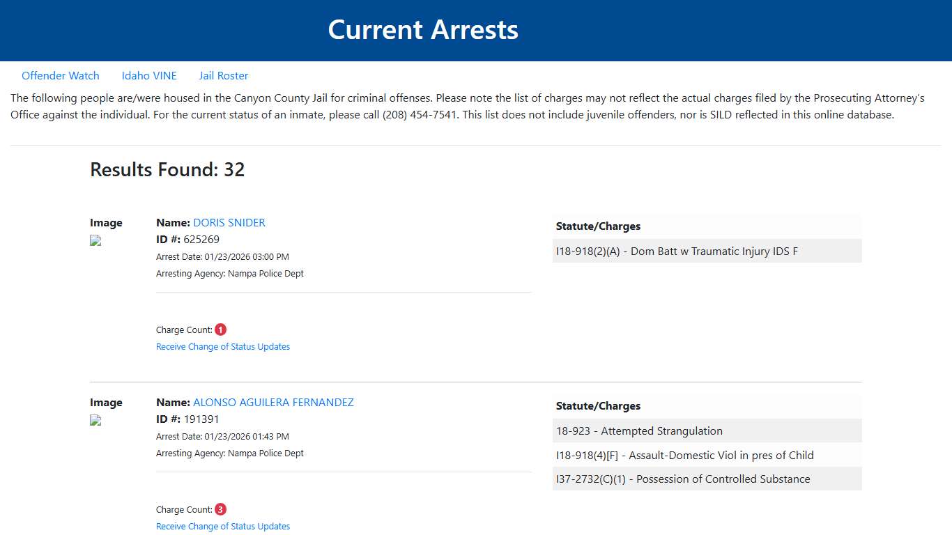 Current Arrests